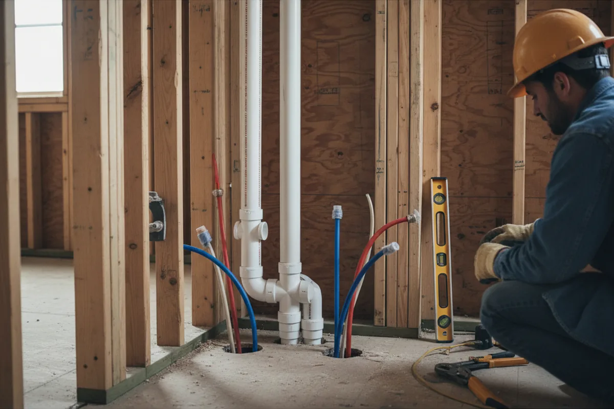 Drain and supply rough-in during Toilet Repair and Installation in Fleming